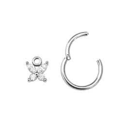 Butterfly Pendant Clicker Segment Rings Daith Conch Hoop Earrings CZ Drop Piercing Jewelry 316L Surgical Steel 16G 18G 20G
