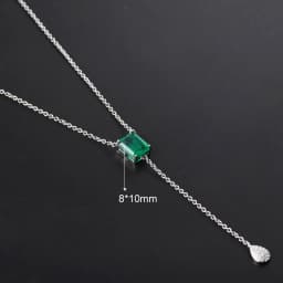 FFGems Created Emerald Pendant Necklace Green Gemstone Fine Jewelry For Women Lady Engagement Wedding Party Gift With Box