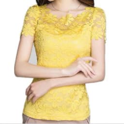 Summer women's sexy floral lace slim-fit shirt shirt ladies elegant casual short-sleeved T-shirt top