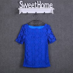 Summer women's sexy floral lace slim-fit shirt shirt ladies elegant casual short-sleeved T-shirt top