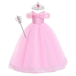 Pink Aurora Cosplay Costumes for Girls Ball Gown Pagent Princess Elegent Shoulderless Long Dress Birthday Party Butterfly Frocks