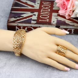 Sunspicems Gold Color Arabic Hollow Bangle Ring Sets for Women Moroccan Wedding Jewelry Algeria Cuff Bracelet Bridal Gift