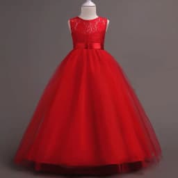 Western girls dress Princess dress Children's dress long lace skirt that draped the floor Evening dress