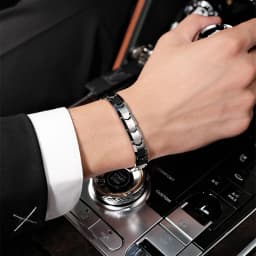 Titanium Steel Hematite Therapy Bracelets Arrow Design Men's Magnetic Link Bracelet