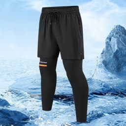 【 S-9XL 】 Fake two-piece quick drying sports pants, running fitness basketball tight and breathable men's and women's jumpsuit