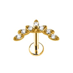 ASTM F136 G23 Titanium Flower Moon Crown Threadless Piercing Crescent Pin Push in Labret Stud Daith Conch Earring 16G 18G 20G