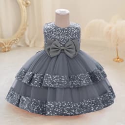 Sequin Bow Baby Girls Party Dresses Toddler 1st Birthday Baptism Dress Lace Wedding Princess Dress for Girls Christmas Prom Gown