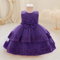Sequin Bow Baby Girls Party Dresses Toddler 1st Birthday Baptism Dress Lace Wedding Princess Dress for Girls Christmas Prom Gown