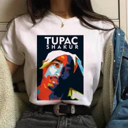 TUPAC Streetwear Harajuku T Shirts Women Harajuku Top Tees Female T-shirt Hip Hop Rapper Graphic Printed Casual Tshirt Clothes