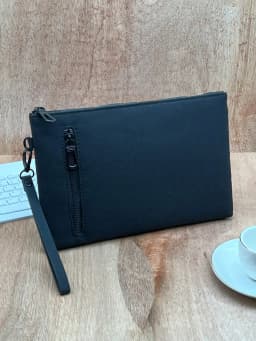 Business Simple Bag Fashion Casual Ultra-Thin Portable Zipper Wristlet Bag Cell Phone Bag Handbag Armpit Bag Men's Clutch Bag