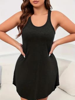 Women's Plus Size 1XL-5XL Basic Loungewear U-Neck Sleeveless Dress A-line Solid Color Casual Beach Dress Party Dress