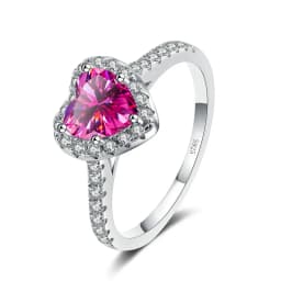1.0Ct 6.5mm Heart Shape Pink Color Moissanite Engagement Women's Ring Solitaire 925 Sterling Silver Diamond Rings Fine Jewelry