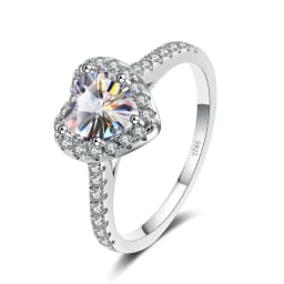 1.0Ct 6.5mm Heart Shape Pink Color Moissanite Engagement Women's Ring Solitaire 925 Sterling Silver Diamond Rings Fine Jewelry