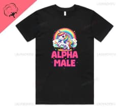 Alpha Male Printed T-Shirt High Quality Cotton Tee Top Funny Man Unicorn Gift Unisex Joke Prank Fathers Day Stag Do Short-sleev