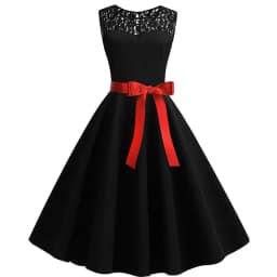 Blue Lace Patchwork Summer Dress Women Elegant Vintage Party Dress Casual Office Ladies Work Dress