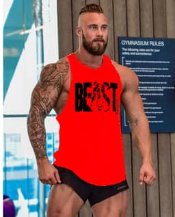 Gym Brand clothing Bodybuilding Fitness Mens running tanks workout BEAST print vest Stringer sportswear muscle undershirt