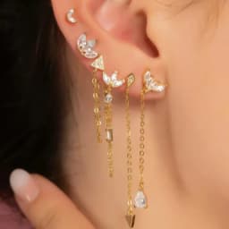 925 Sterling Silver Ear Needle Beautiful Chain Tassel Ear Acupuncture Pendant Fashion Luxurious Women's Wedding Wear Jewelry