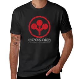 Cheavyweight streetwear anime clothes Distressed Arasaka Corp Logo T-Shirt Aesthetic clothing blacks workout shirts for men
