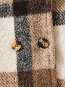 Autumn and Winter Children's Girls Fashion Lapel Plaid Button Long Sleeve Patchwork Small Skirt and Cashmere Warm Woolen Coat