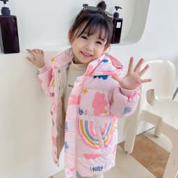 Winter Long Style Boys Girls Down Jackets Keep Warm Cotton Coat Autumn Hooded Windbreaker Outerwear for 2-7 Years Kids Clothes
