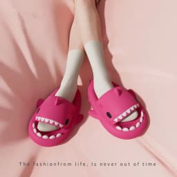 4cm Thick Sole Shark Slippers Women Men Indoor Bathroom Slides Cute Cartoon 2024 Summer Shoes Female Male Street Beach Sandals