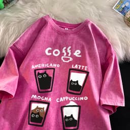 American Retro Trendy Cat Cotton T-shirt Men Women Summer Loose Couple Short Sleeve Tops Harajuku Y2k Vintage Water Washing Tee