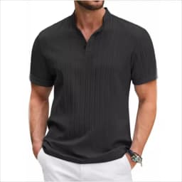 2025 Summer New Men's Quick-Drying Shirts Striped Jacquard Shirt Breathable Casual Comfortable Stylish Casual Short-Sleeved Top