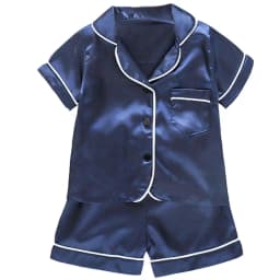 New Children's pajamas 0-5-year-old baby cartoon short sleeved pajama set with ice silk comfortable solid color home clothing