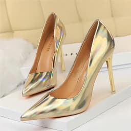 Plus Size Women Patent Leather 10.5cm High Heels Club Pumps Lady Luxury Shiny Stripper Stiletto Blue Green Wedding Dress Shoes