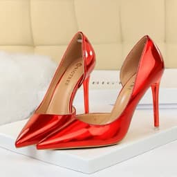 Plus Size Women Patent Leather 10.5cm High Heels Club Pumps Lady Luxury Shiny Stripper Stiletto Blue Green Wedding Dress Shoes