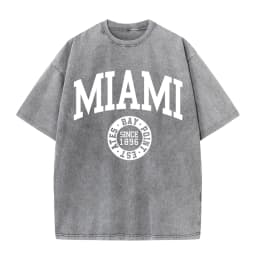 Women'S Cotton Washed T-Shirts Trend O-Neck Distressed Tee Shirts Miami Usa Printed Short Sleeve Summer Street Female Clothes