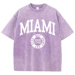 Women'S Cotton Washed T-Shirts Trend O-Neck Distressed Tee Shirts Miami Usa Printed Short Sleeve Summer Street Female Clothes