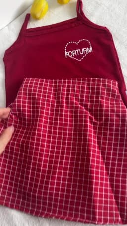 Summer Kids Boutique Clothes Baby Girls Cute Red Heart Embroidery Suspenders + Plaid Skirt 2 Piece Sets Kawaii Outfit Set 2-8y