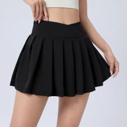 Women Girls Stretchy Compression Quick Dry Sports Wear V Cut Pleated Tennis Skorts