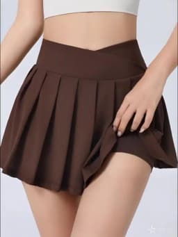 Women Girls Stretchy Compression Quick Dry Sports Wear V Cut Pleated Tennis Skorts