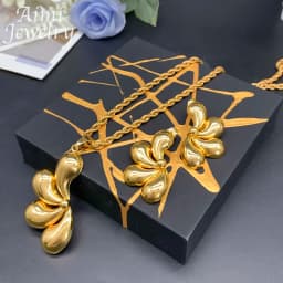 Italian Simple 18K Gold Plated Jewelry Set for Women Exquisite Chunky Hoop Earrings Necklace Dubai Bridal Wedding Party Gifts