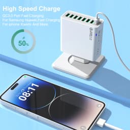 Total 65W 8 In 1 USB Charger Fast Charge Phone Charger Wall Adapter For iPhone Samsung Xiaomi Multi Port EU/US Plug Wall Charger