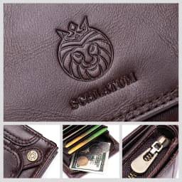 SCHLATUM Large Capacity Wallets for Men Genuine Leather RFID Blocking Accordion Credit Card Wallet with 21 Card Slots