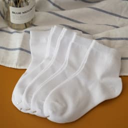 5-Pack Kids Socks Cotton Blend,Crew Socks for Boys and Girls, Comfy Breathable, Solid Color, School White Children Socks
