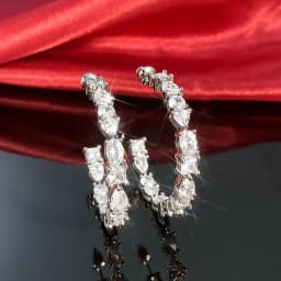 Huitan Luxury Paved Cubic Zirconia Big Circle Hoop Earrings for Women Silver Plated Modern Fashion Lady's Accessories OL Jewelry