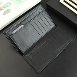 Men Bifold Business Leather Wallet Carteira Luxury Long Slim Masculina Male Purses Money Credit Card Thin Hombre Billetera