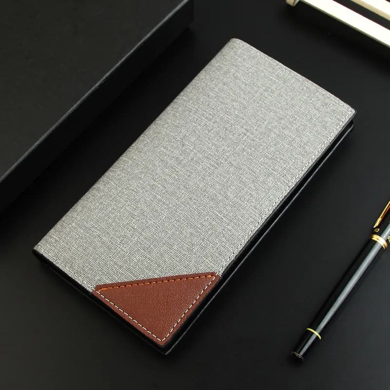 Men Bifold Business Leather Wallet Carteira Luxury Long Slim Masculina Male Purses Money Credit Card Thin Hombre Billetera