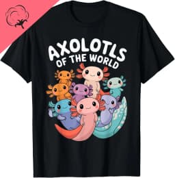 Axolotls of The World Kawaii Types of Axolotl Fish Amphibian T-Shirt Cute Tshirts Women Clothing Tops Cotton Kawaii Clothes
