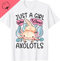 Axolotls of The World Kawaii Types of Axolotl Fish Amphibian T-Shirt Cute Tshirts Women Clothing Tops Cotton Kawaii Clothes