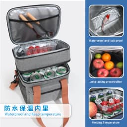 Multifunctional Double Layers Tote Cooler Lunch Bags for Women Men Large Capacity Travel Picnic Lunch Box with Shoulder Strap
