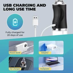 Oral Irrigator Portable USB Rechargeable Dental Water Flosser Water Jet Floss Tooth Pick 4 Jet Tip 220ml 3 Modes IPX7 Waterproof
