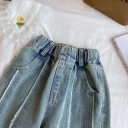 Girls Pants Spring and Autumn New Korean Fashionable All-match Straight Leg Casual Jeans Wide Leg Pants Kids Clothes