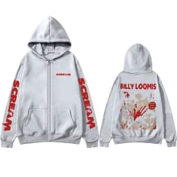 90s Horror Movie Scream Zipper Hoodie Billy Loomis We All Go A Little Mad Billy Zip Up Jacket Men Classic Vintage Zip Up Hoodies