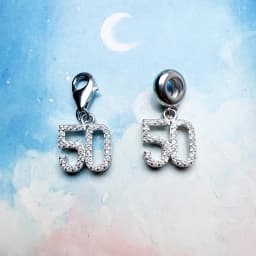 Dangle Charm Pendant Number 50 Women Men Pure 925 Sterling Silver Trendy Jewelry Lucky Birthday Gift