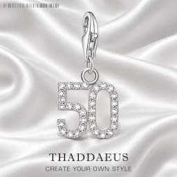 Dangle Charm Pendant Number 50 Women Men Pure 925 Sterling Silver Trendy Jewelry Lucky Birthday Gift